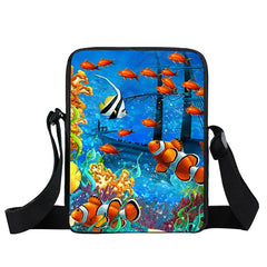Marine Life Turtle/Dolphins/Sharks Canvas Shoulder Bag for Teenage Girls