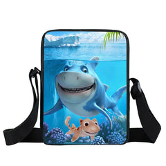 Marine Life Turtle/Dolphins/Sharks Canvas Shoulder Bag for Teenage Girls