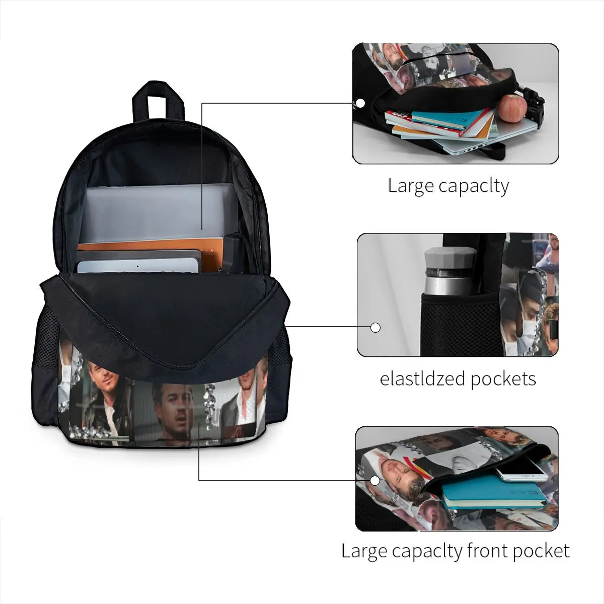 Mark Sloan Collage Backpacks Men's Backpacks Bags For Women Manga Eco Friendly