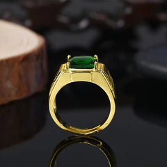 18k Filled Emerald Gemstone Open Ring for Men