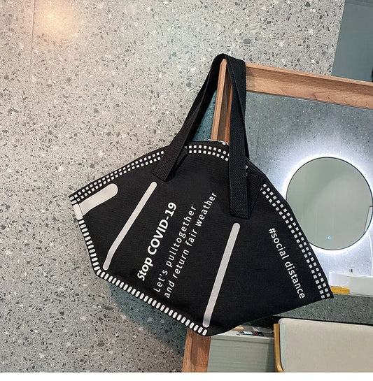 Funny Large Capacity Shoulder Bag Canvas Handbag for Women