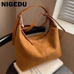 Matte Leather Shoulder Bag Large Capacity Crossbody Travel Handbag
