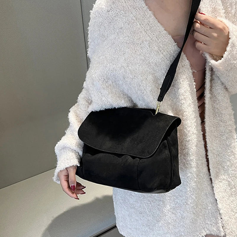 Matte PU Leather Flap Shoulder Messenger Bags For Women Large Capacity Crossbody