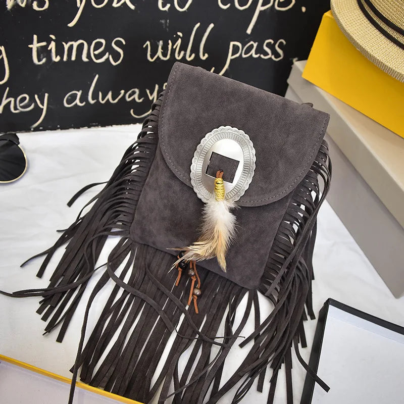 Tassel Crossbody Bag Women Shoulder Bag Feather Messenger Bag