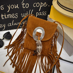 Tassel Crossbody Bag Women Shoulder Bag Feather Messenger Bag