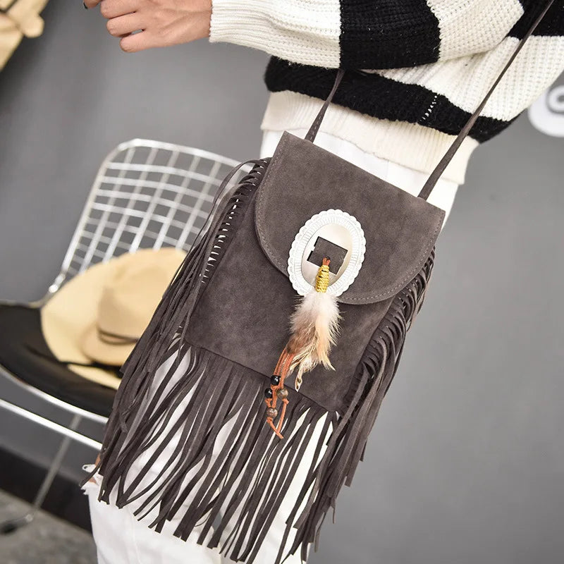 Tassel Crossbody Bag Women Shoulder Bag Feather Messenger Bag