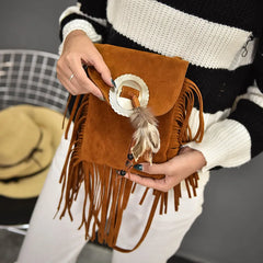 Tassel Crossbody Bag Women Shoulder Bag Feather Messenger Bag