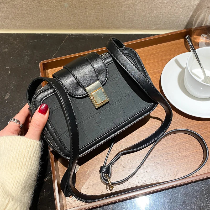 Matte Stone Pattern Crossbody Bag for Women - Small Box Flap Messenger Bag