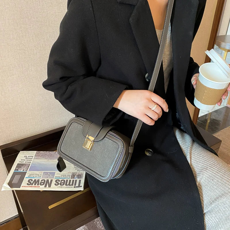 Matte Stone Pattern Crossbody Bag for Women - Small Box Flap Messenger Bag