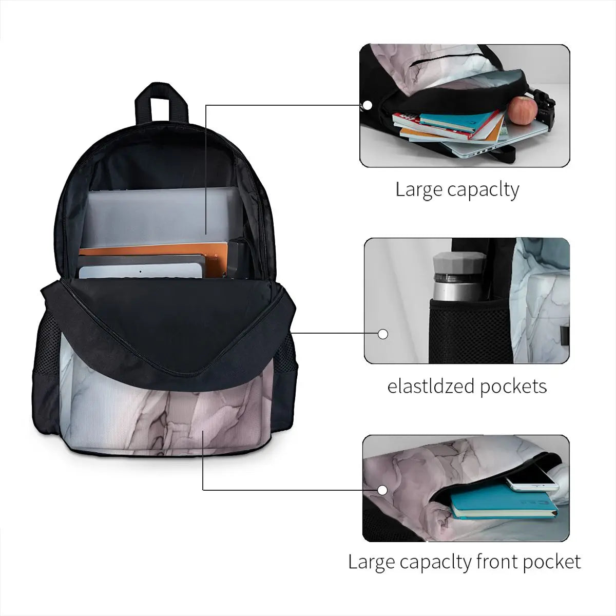 Mauve Blush & Stormy Backpacks Men's Women's Kpop Youth Bags