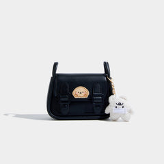Maxdutti Casual Leather Square Bag Women Cartoon Bear Patchwork Messenger Bag