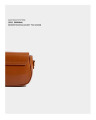 Maxdutti Solid Leather Messenger Bag Women Blogger Retro Saddle Bag