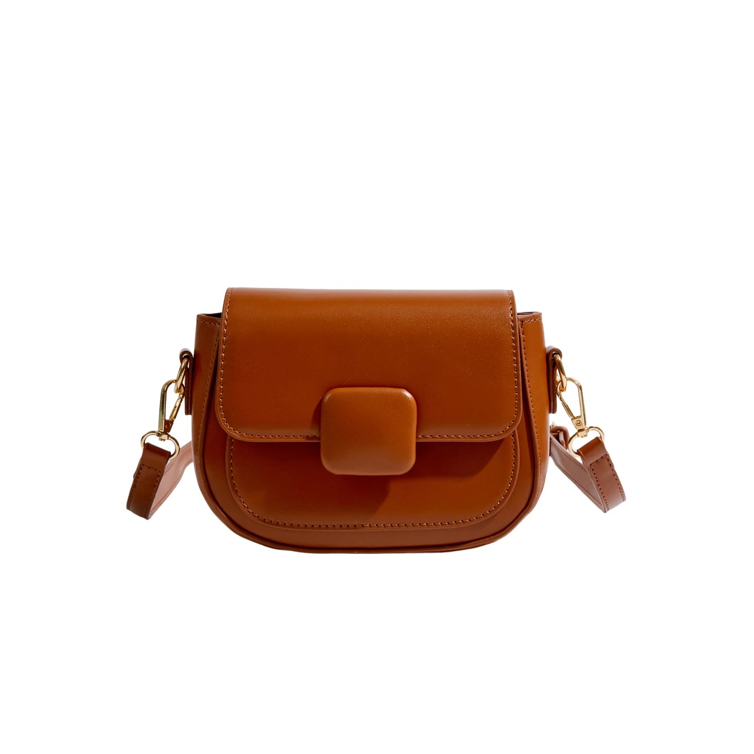 Maxdutti Solid Leather Messenger Bag Women Blogger Retro Saddle Bag