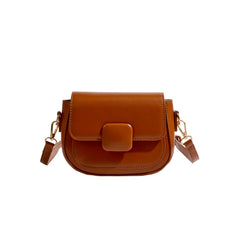 Maxdutti Solid Leather Messenger Bag Women Blogger Retro Saddle Bag