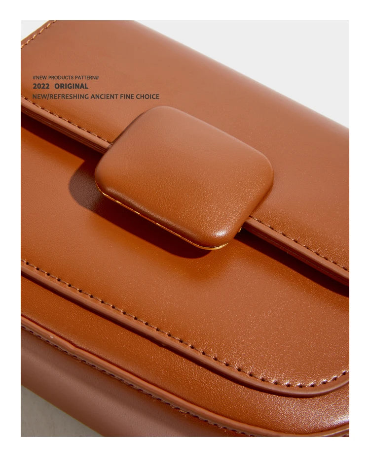 Maxdutti Solid Leather Messenger Bag Women Blogger Retro Saddle Bag