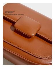 Maxdutti Solid Leather Messenger Bag Women Blogger Retro Saddle Bag