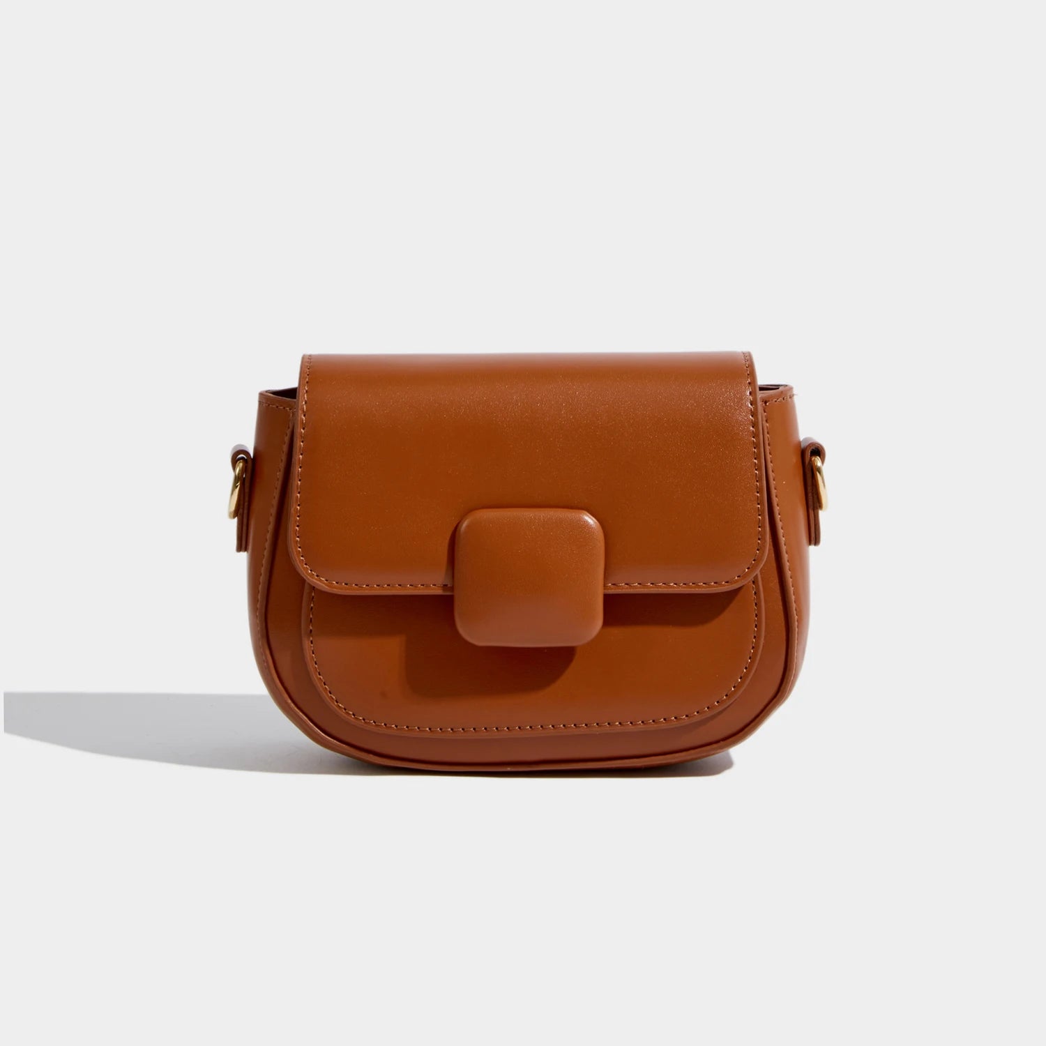 Maxdutti Solid Leather Messenger Bag Women Blogger Retro Saddle Bag