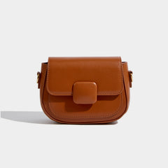 Maxdutti Solid Leather Messenger Bag Women Blogger Retro Saddle Bag