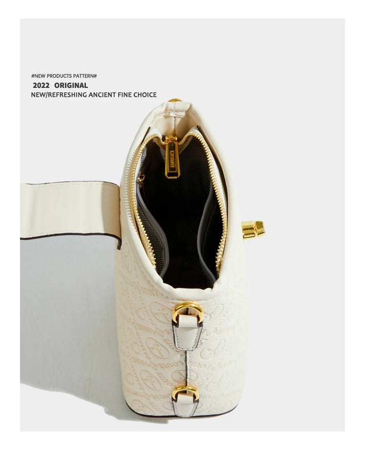 Maxdutti Casual Bucket Bag French Style Vintage Texture Solid Single Shoulder Ba