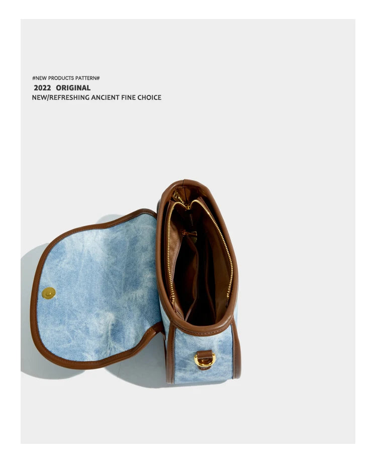 Maxdutti Casual Square Bag Women England Style Pu Leather Saddle Bag