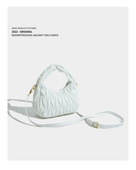 Maxdutti Pleated Texture Handbag Solid Casual Messenger Bag