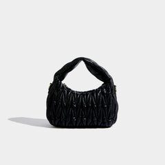 Maxdutti Pleated Texture Handbag Solid Casual Messenger Bag
