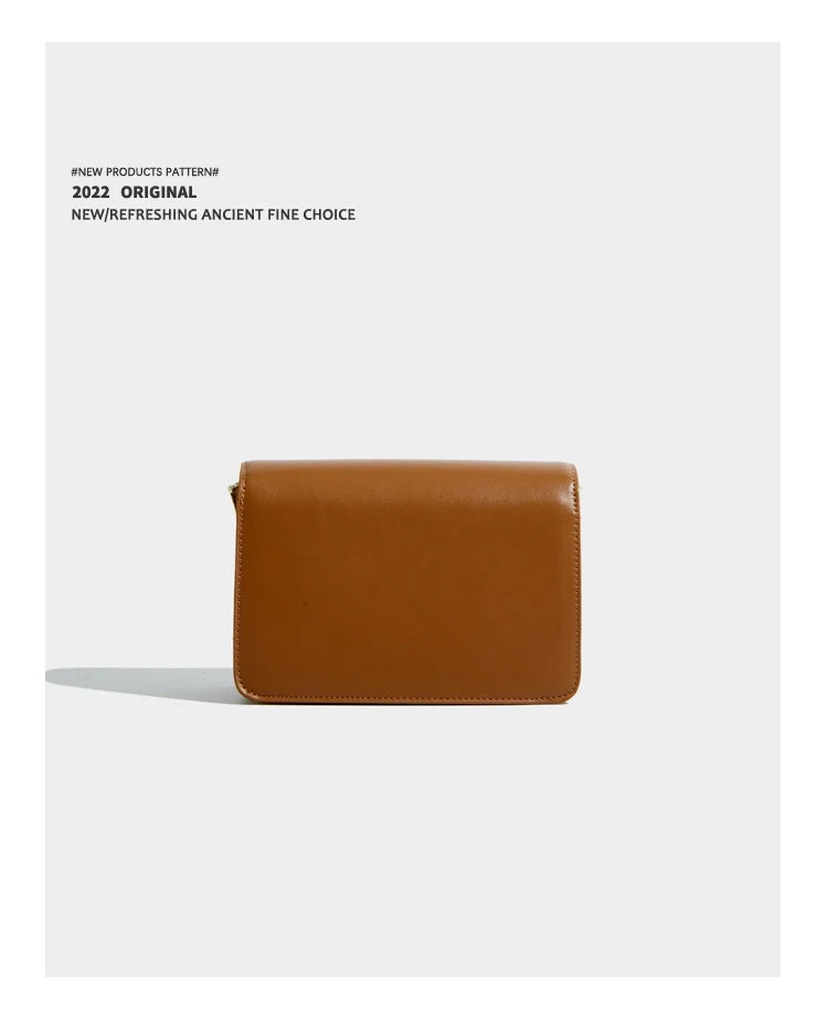 Maxdutti Crown Buckle Leather Messenger Bag Women