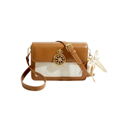 Maxdutti Crown Buckle Leather Messenger Bag Women