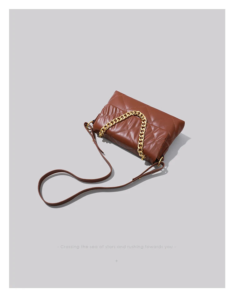 Maxdutti French Retro Shoulder Bag Chain Leather Single