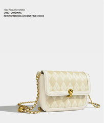 Maxdutti Chain Texture Messenger Bag Women England Style Geometric Printing Bag