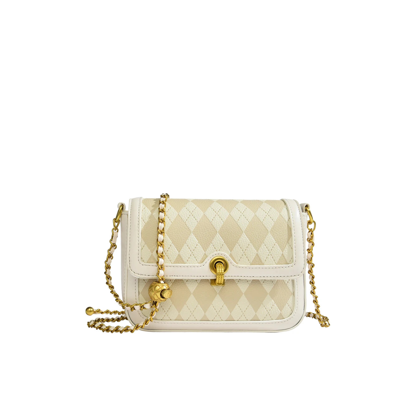 Maxdutti Chain Texture Messenger Bag Women England Style Geometric Printing Bag