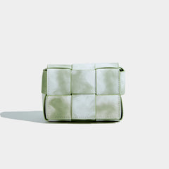 Maxdutti Leather Square Bag Women Ins Blogger Retro Weave Tie-dyed