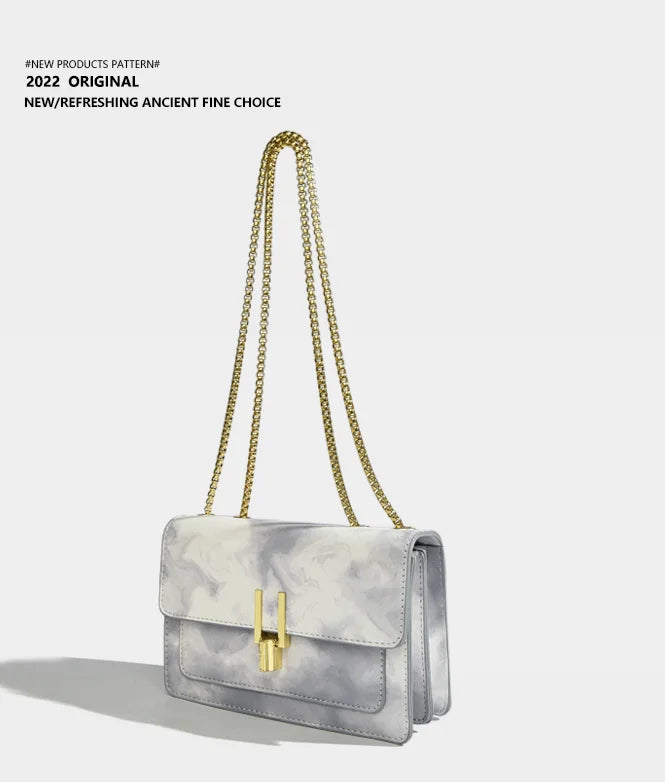 Maxdutti Vintage Chain Casual Messenger Bag Women Leather Square Bag