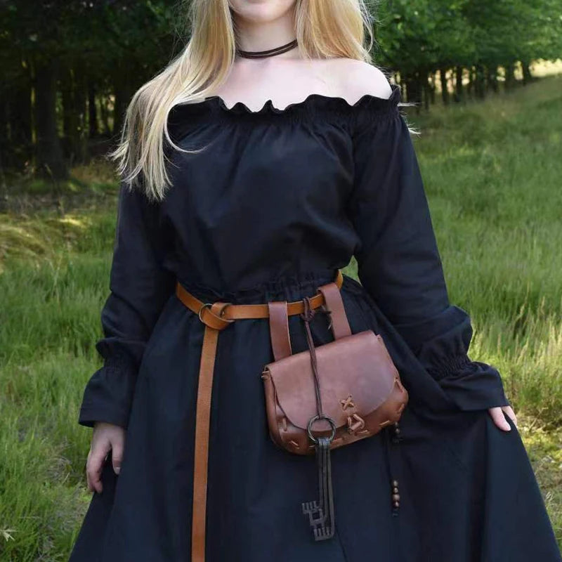 Medieval Punk Retro Waist Bag Renaissance PU Leather Travel Wallet