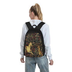 Medieval Unicorn Midnight Floral Backpack Men Women Unis