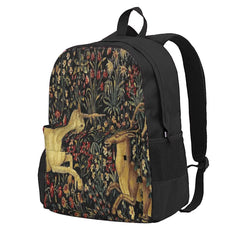 Medieval Unicorn Midnight Floral Backpack Men Women Unis