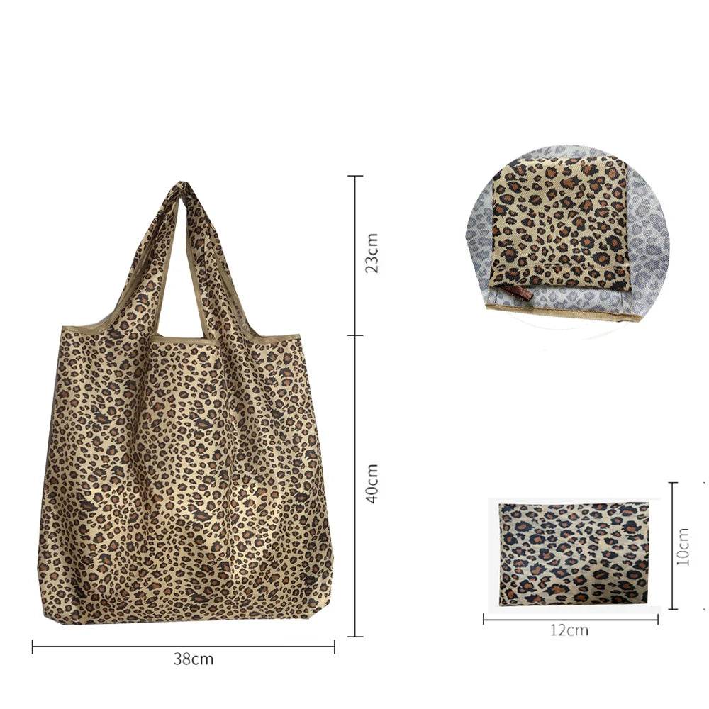 Large Foldable Shopping Bag Pockets Reusable Tote Eco-Bags