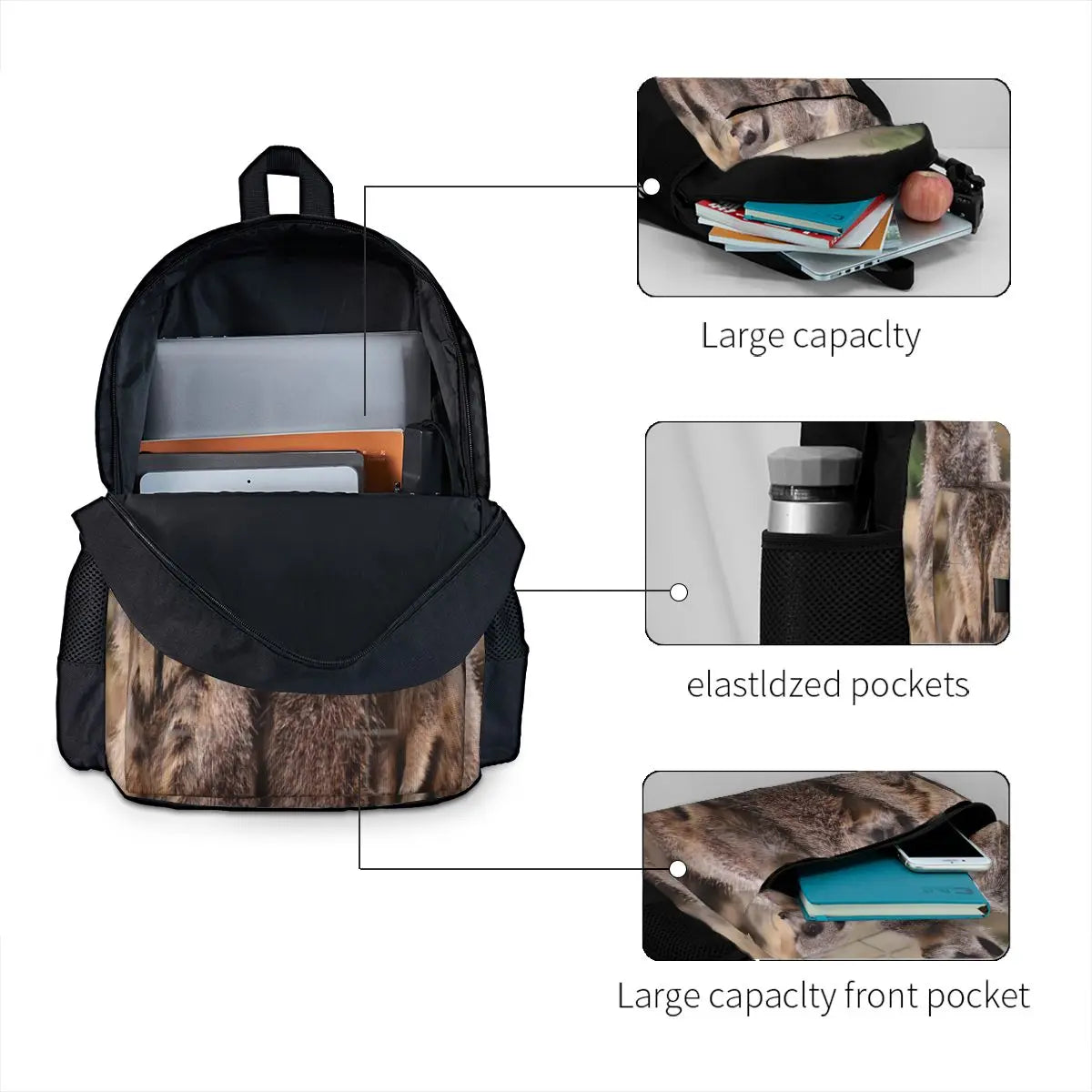 Meerkat Family Backpacks School Bags Men Women