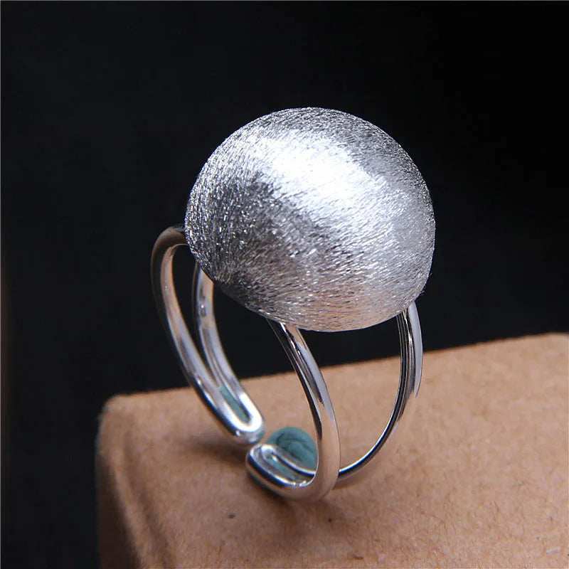 S925 Sterling Silver Semi-Circular Ball Open Ring