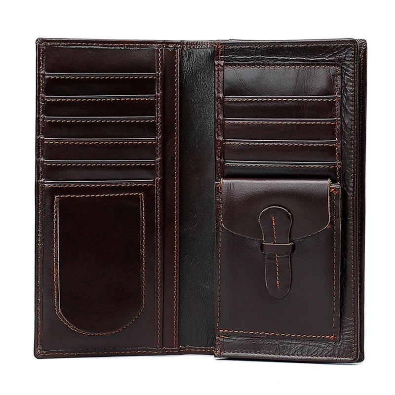 Men Cowhide Wallet Leather Purse Long Portmoney Billeteras Hombr