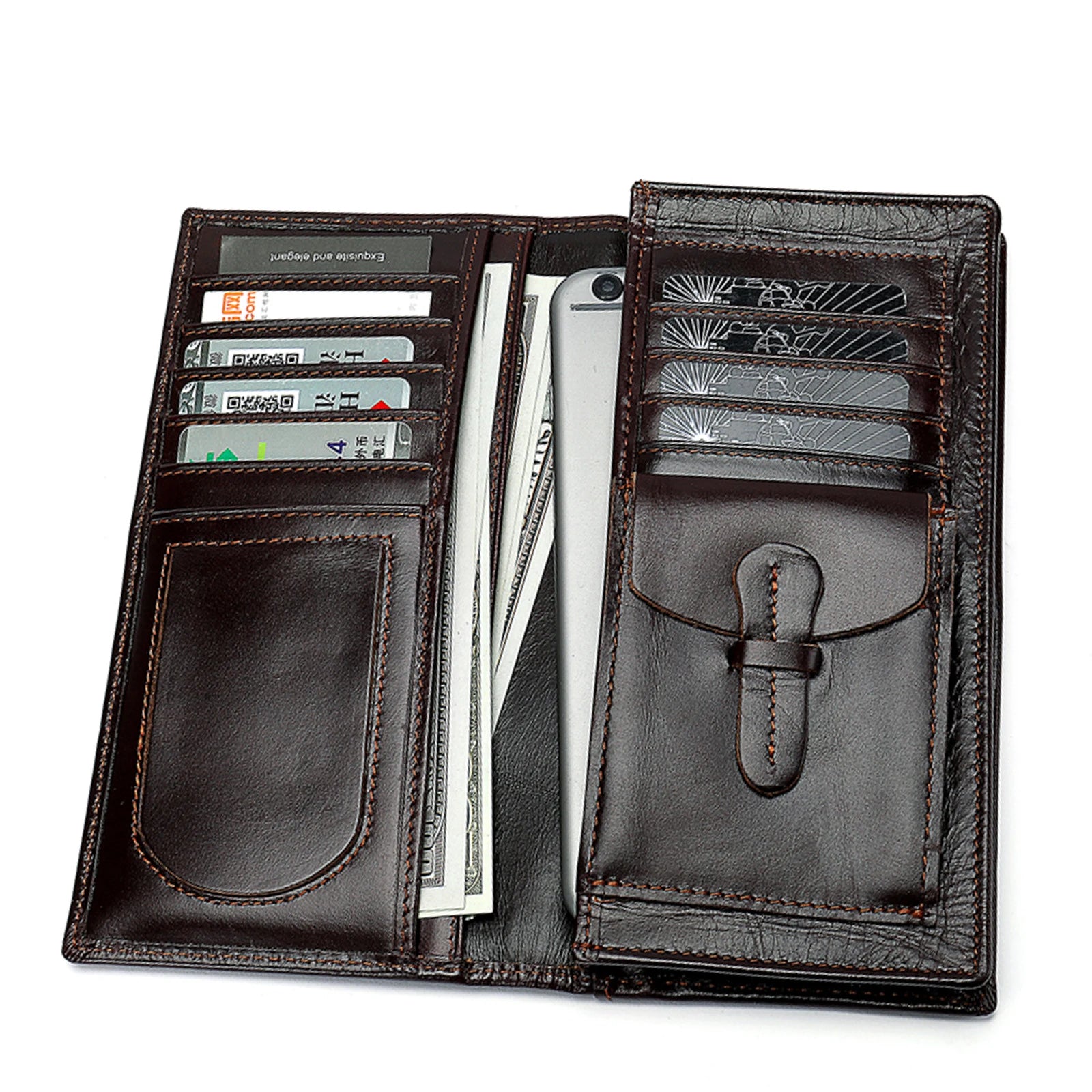 Men Cowhide Wallet Leather Purse Long Portmoney Billeteras Hombr