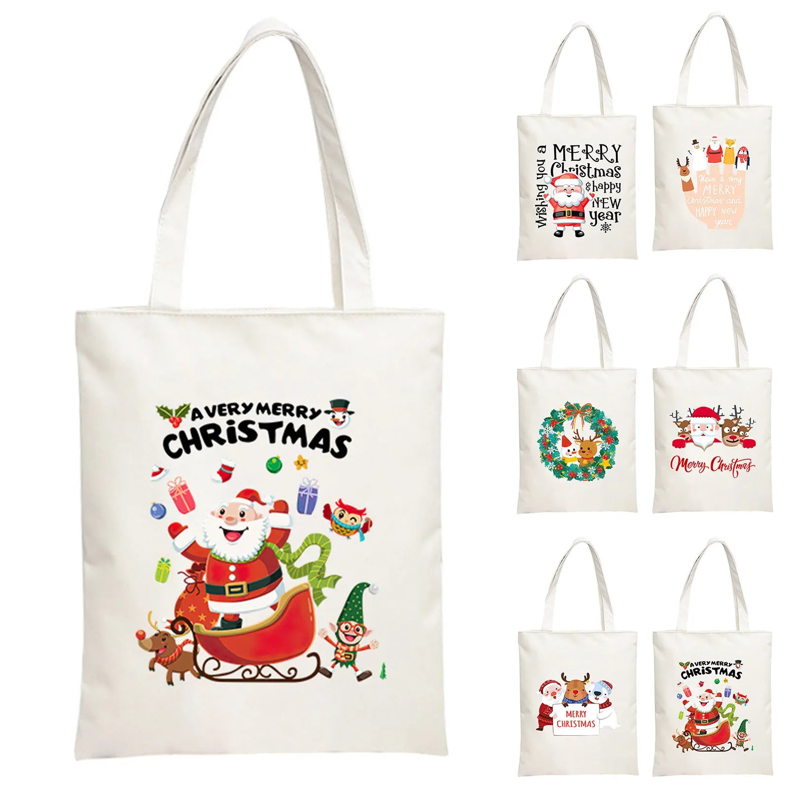 Christmas Printed Insulated Lunch Bag with Strap