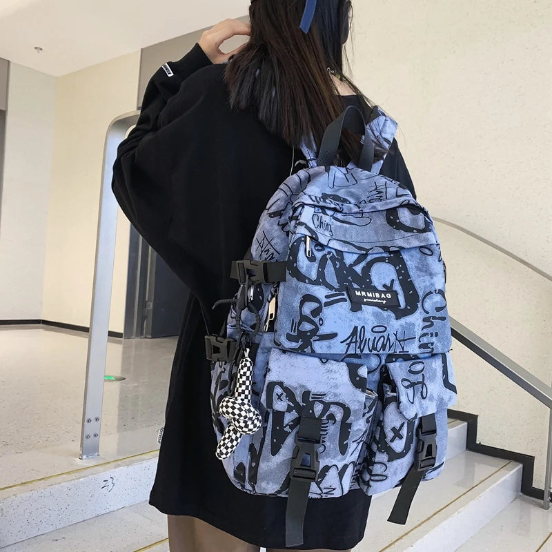 Student Bookbag Graffiti Travel Mochila Schoolbag Girls Laptop Rucksack
