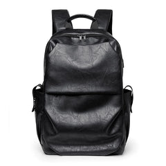 Men Backpack Large Capacity Campus Book Bag Leather Laptop Business