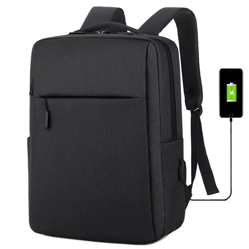 Men Backpack Teen Boys High School Bag Oxford Gray USB Char