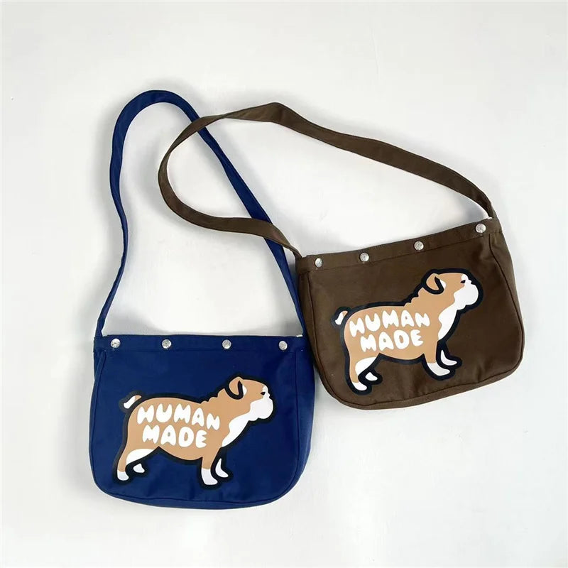 Human Puppy Print Canvas Messenger Bag