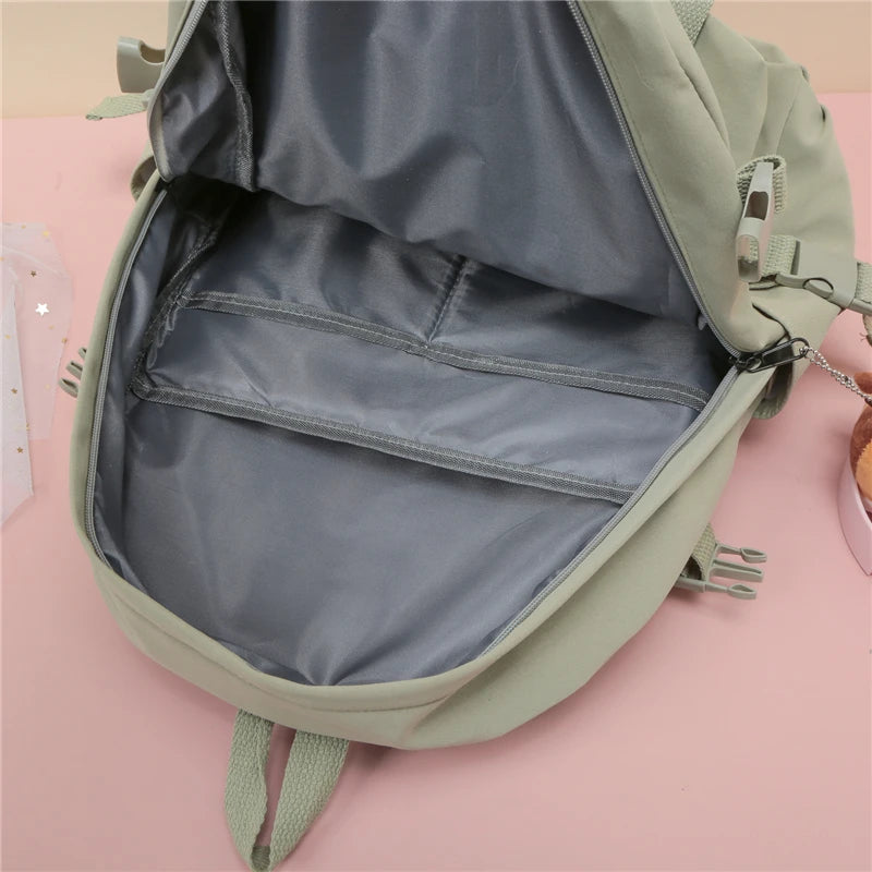 Unisex School Bag Student Mochila Female Bookbag Cotton Women Backpack for Teens