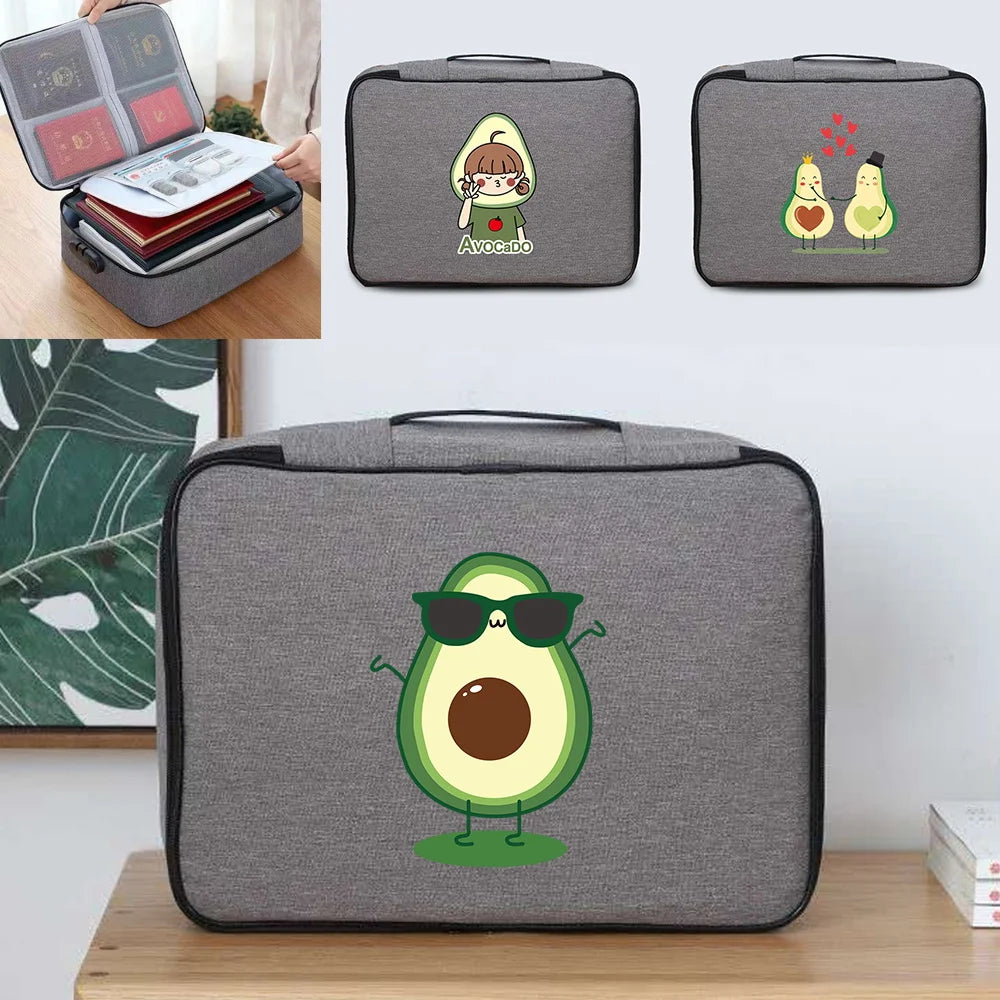 Avocado Print Travel Organizer Bag Briefcase Handbag with File Lockbox