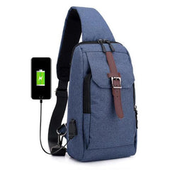 Men Travel Chest Bag USB Charging Casual Shoulder Handbag A10262