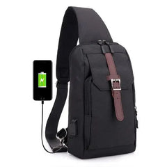 Men Travel Chest Bag USB Charging Casual Shoulder Handbag A10262